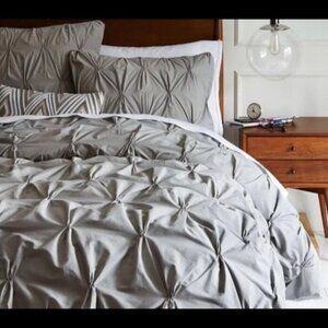 WEST ELM Full Queen Pintuck Duvet Cover Organic Cotton